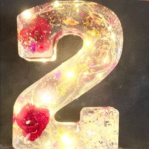 Handmade Resin Number 2 with led lights..